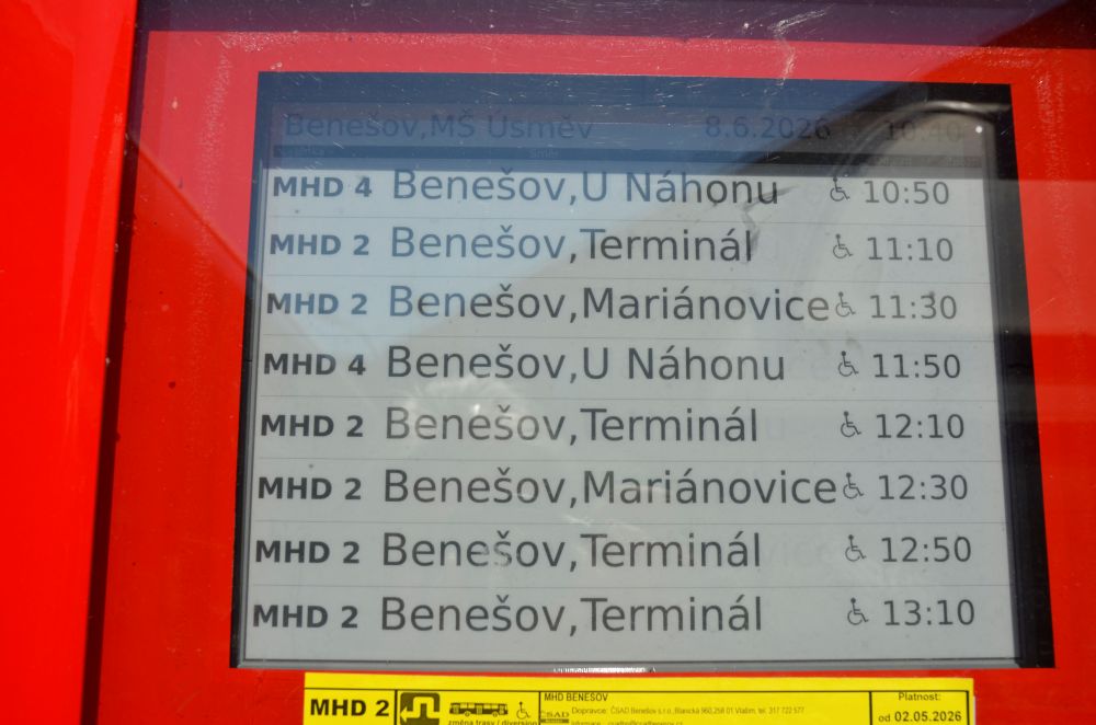 "chytrý" označník MHD v Benešově